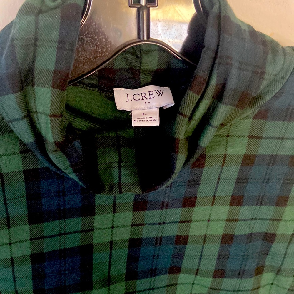 I crew turtle neck plaid green shirt long sleeve